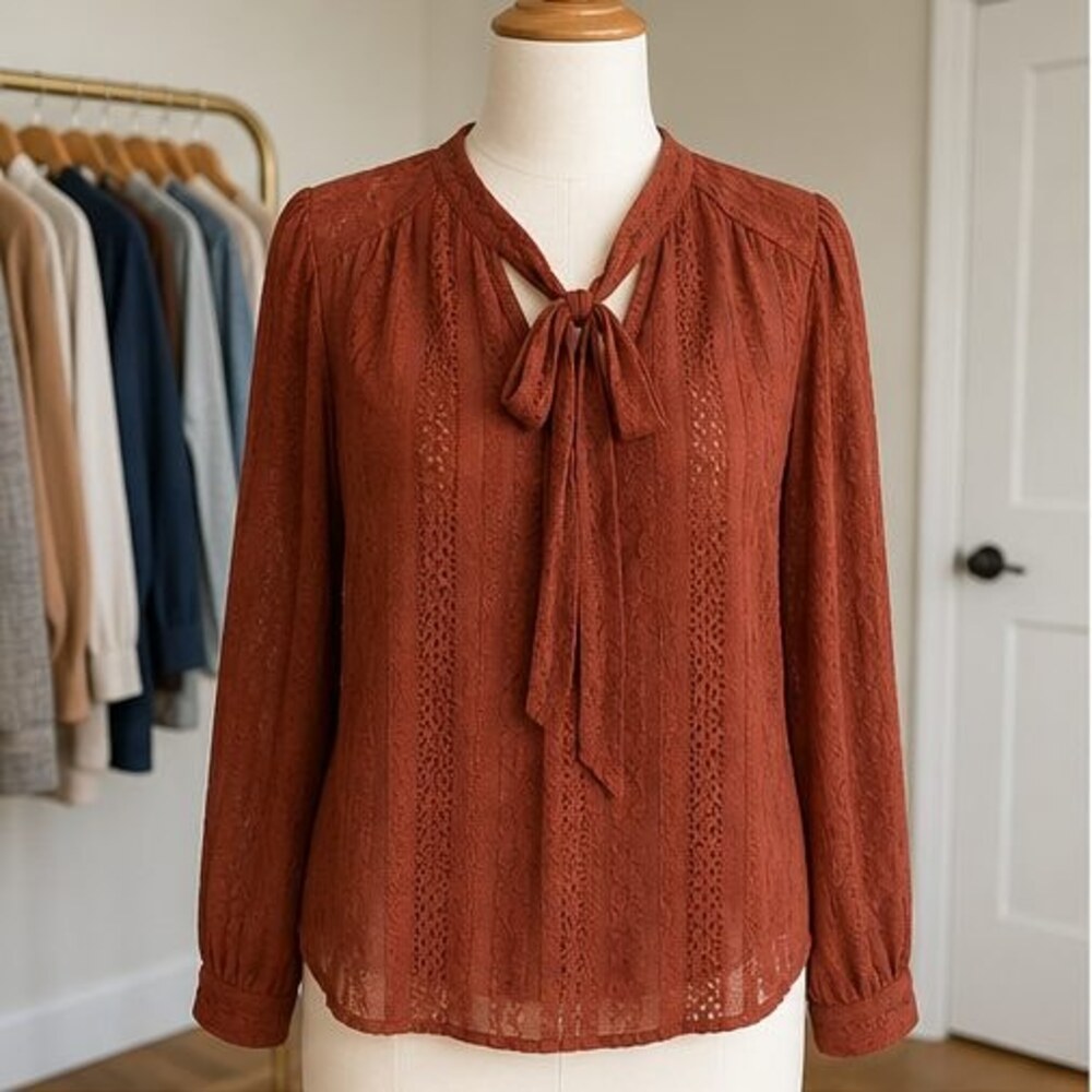 Rust Button Blouse